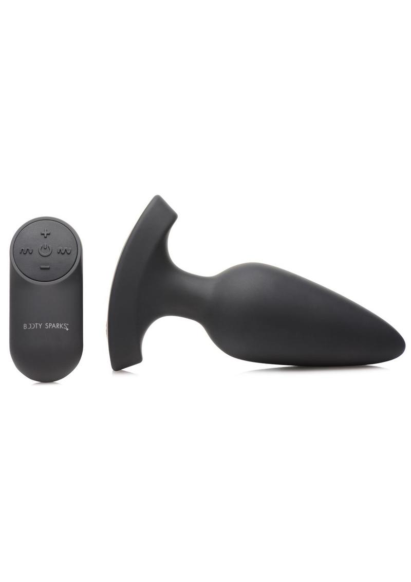 Load image into Gallery viewer, Booty Sparks Laser F... Me Rechargeable Silicone Anal Plug with Remote Control - Large - Black with Red Light - Black - Large
