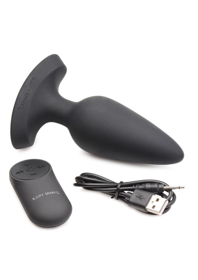 Load image into Gallery viewer, Booty Sparks Laser F... Me Rechargeable Silicone Anal Plug with Remote Control - Large - Black with Red Light
