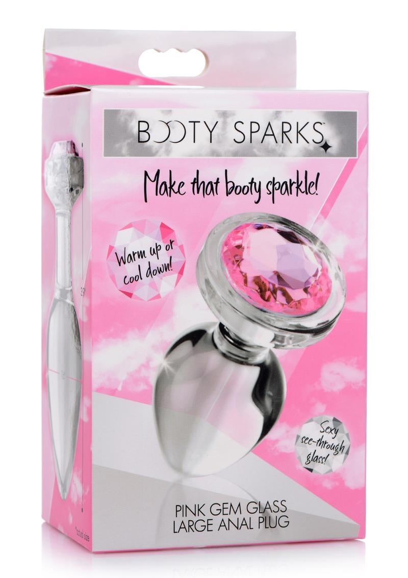 Load image into Gallery viewer, Booty Sparks Pink Gem Glass Anal Plug - Clear/Pink - Large
