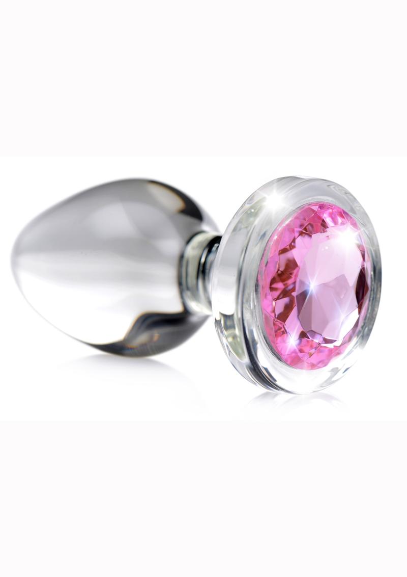 Load image into Gallery viewer, Booty Sparks Pink Gem Glass Anal Plug - Pink - Small
