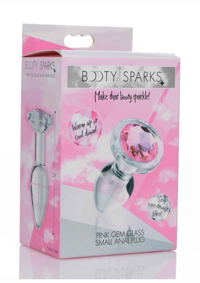 Load image into Gallery viewer, Booty Sparks Pink Gem Glass Anal Plug - Pink - Small
