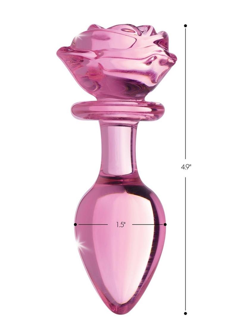 Load image into Gallery viewer, Booty Sparks Pink Rose Glass Anal Plug
