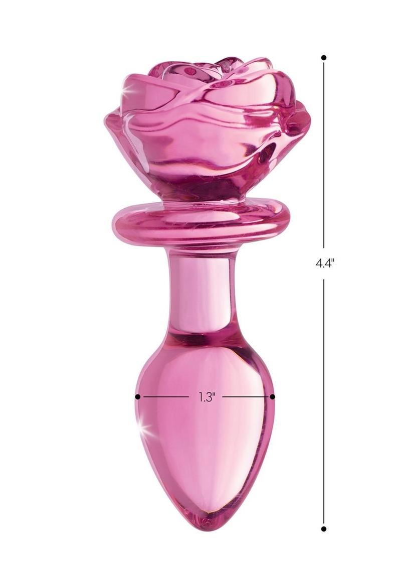 Load image into Gallery viewer, Booty Sparks Pink Rose Glass Anal Plug
