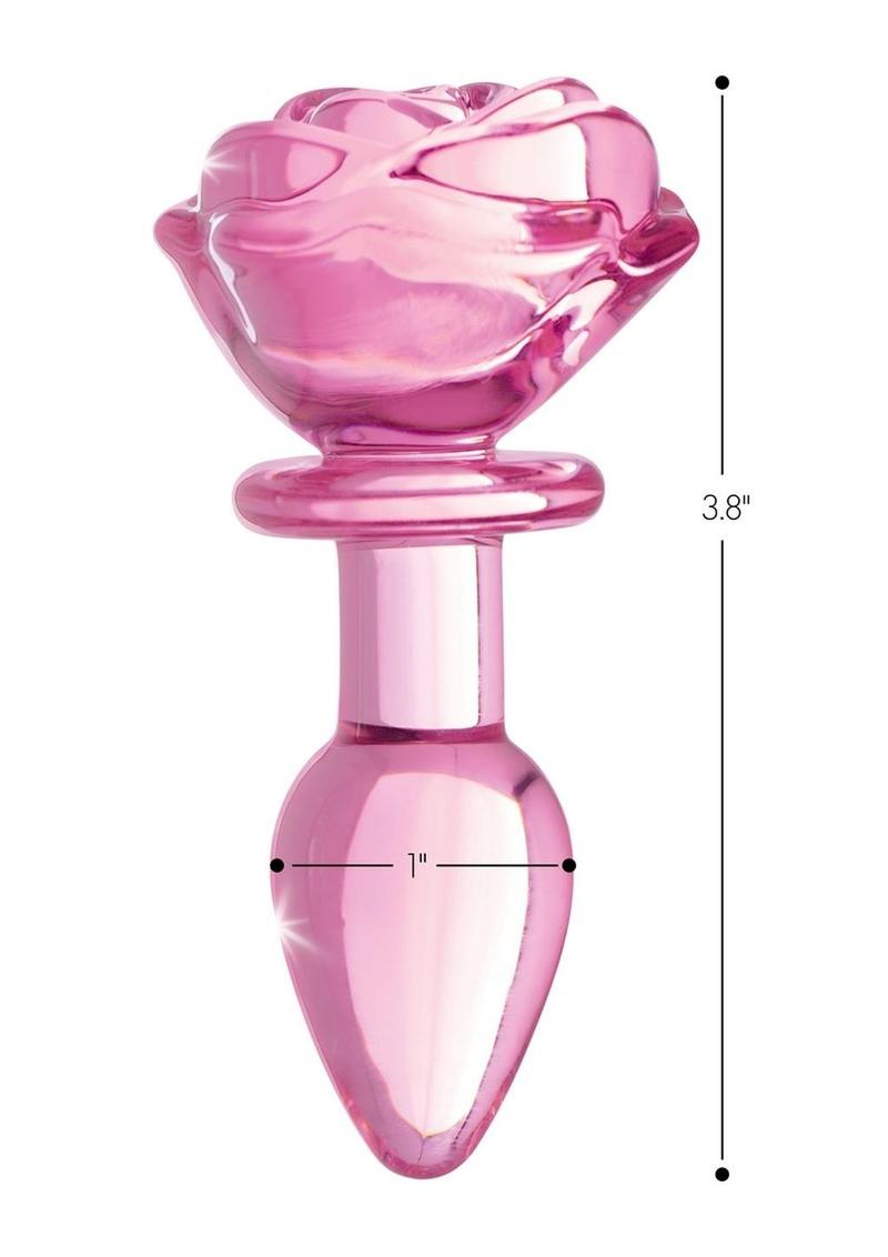 Load image into Gallery viewer, Booty Sparks Pink Rose Glass Anal Plug
