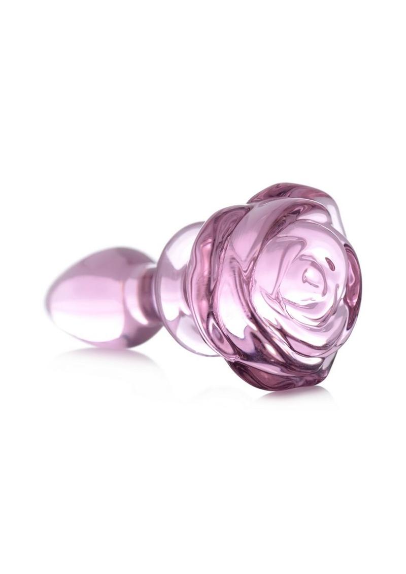 Load image into Gallery viewer, Booty Sparks Pink Rose Glass Anal Plug
