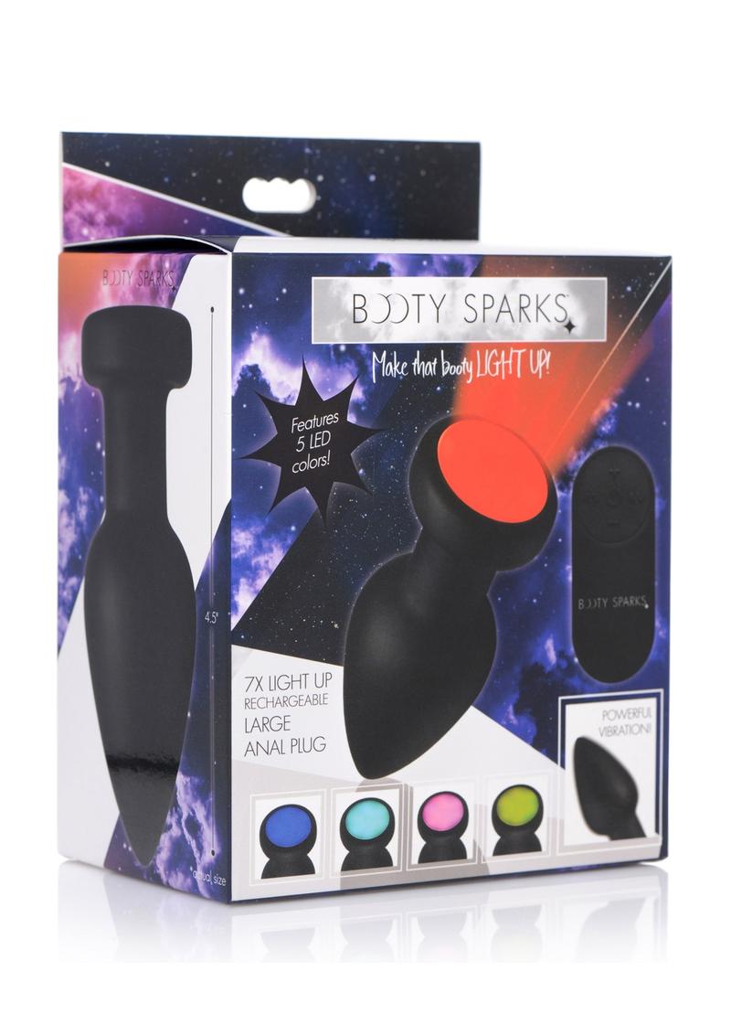 Load image into Gallery viewer, Booty Sparks Silicone Vibrating Led Plug - Black - Large
