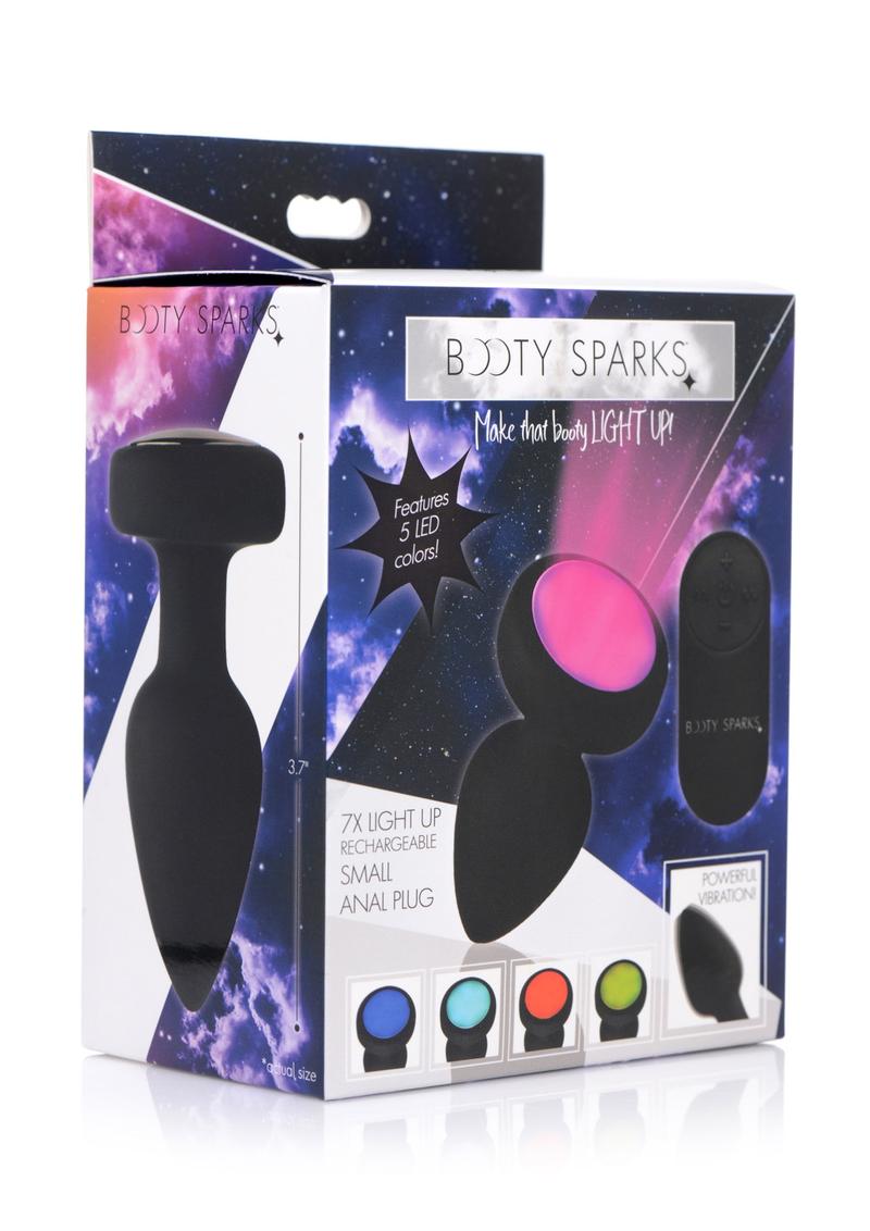 Load image into Gallery viewer, Booty Sparks Silicone Vibrating Led Plug - Black - Small
