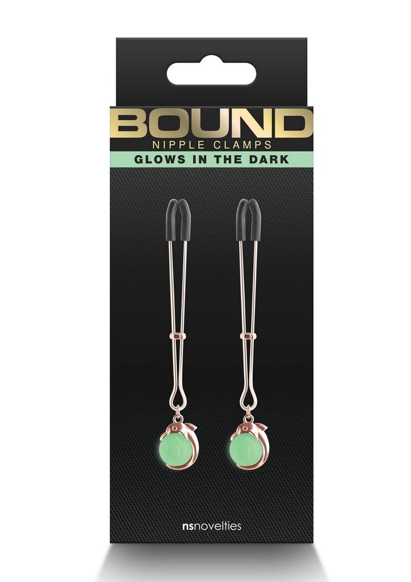 Load image into Gallery viewer, Bound Nipple Clamps G1 Iron - Glow In The Dark/Metal/Rose Gold
