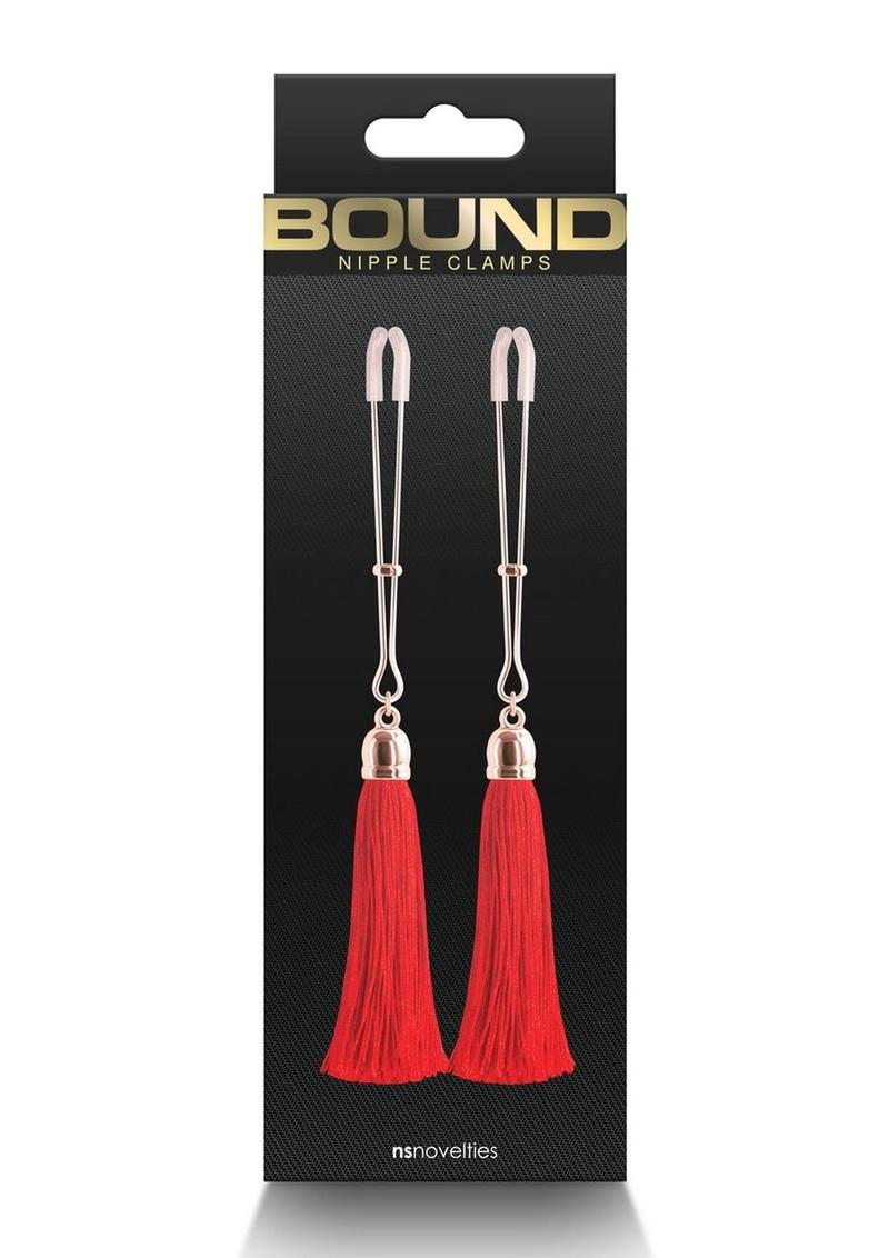 Load image into Gallery viewer, Bound Nipple Clamps T1 - Metal/Red/Rose Gold
