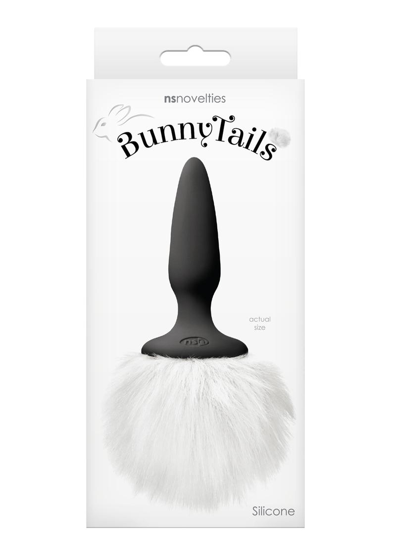 Load image into Gallery viewer, Bunny Tails Mini Silicone Butt Plug - White Fur - Black/White
