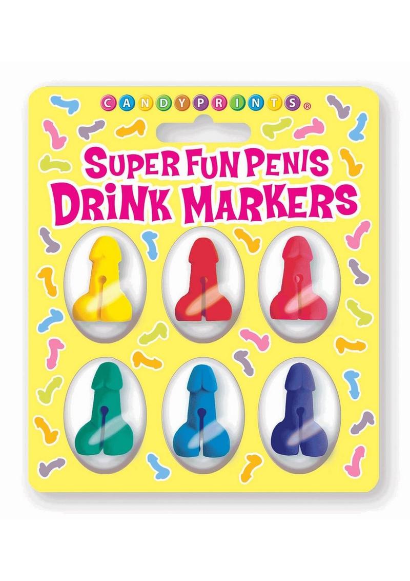 Load image into Gallery viewer, Candyprints Super Fun Penis Cocktail Markers - Assorted Colors - 6 Per Set
