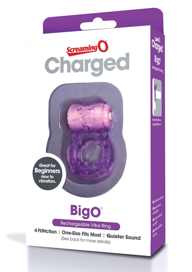 Load image into Gallery viewer, Charged Bigo Rechargeable Waterproof Vibrating Cock Ring - Purple
