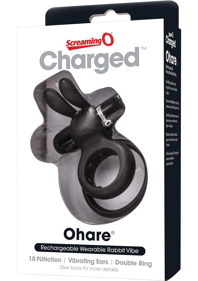 Load image into Gallery viewer, Charged Ohare Rechargeable Silicone Waterproof Rabbit Cock Ring - Black
