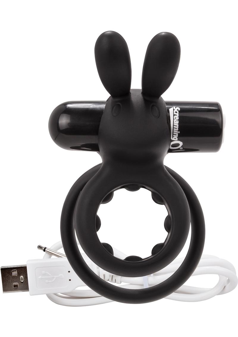 Load image into Gallery viewer, Charged Ohare Rechargeable Silicone Waterproof Rabbit Cock Ring - Black
