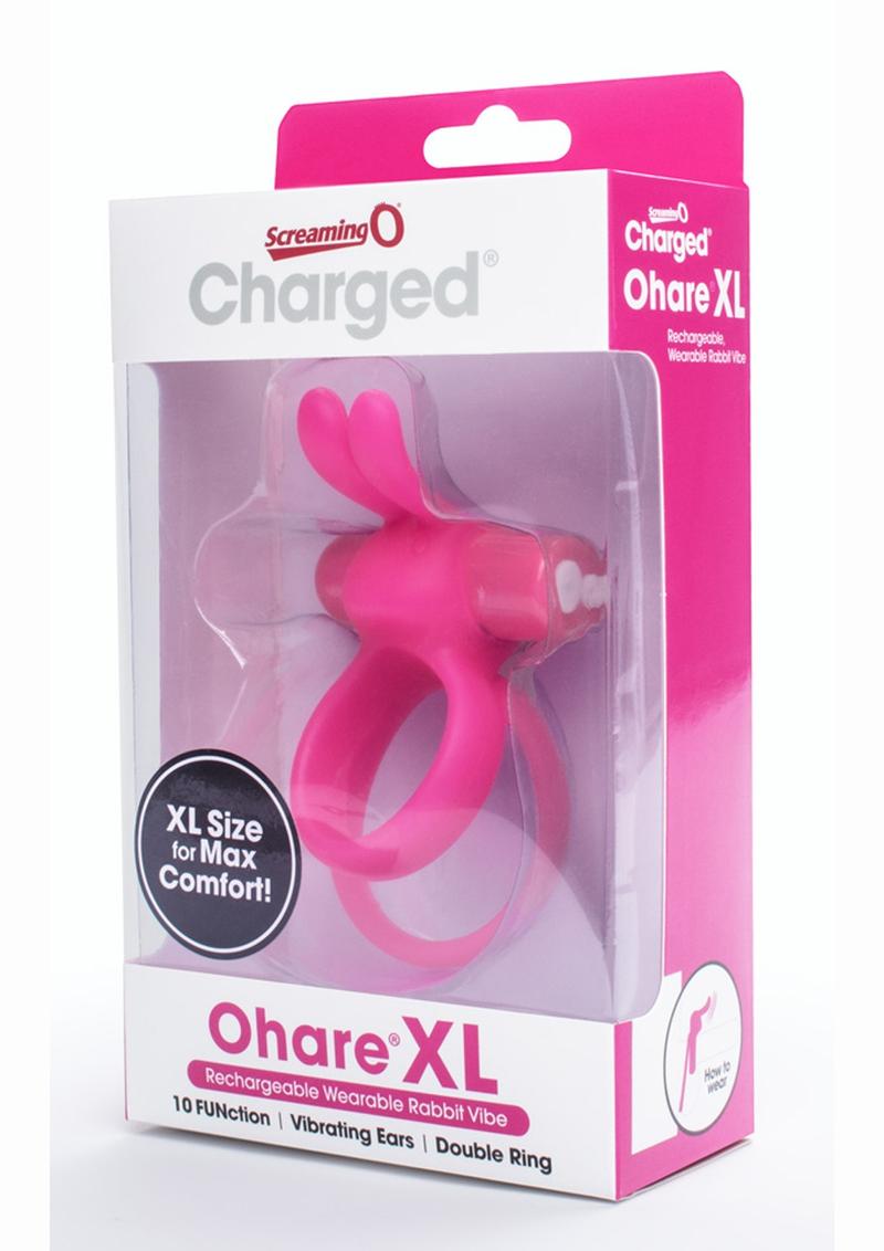 Load image into Gallery viewer, Charged Ohare XL Silicone USB Rechargeable Wearable Rabbit Vibrating Cock Ring Pink (Individual - Pink - XLarge
