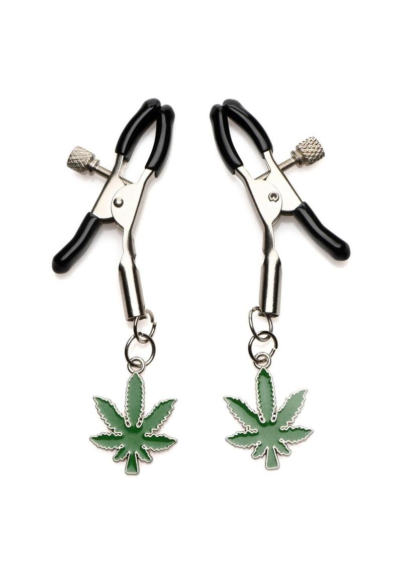 Load image into Gallery viewer, Charmed Mary Jane Nipple Clamps - Green/Metal/Silver
