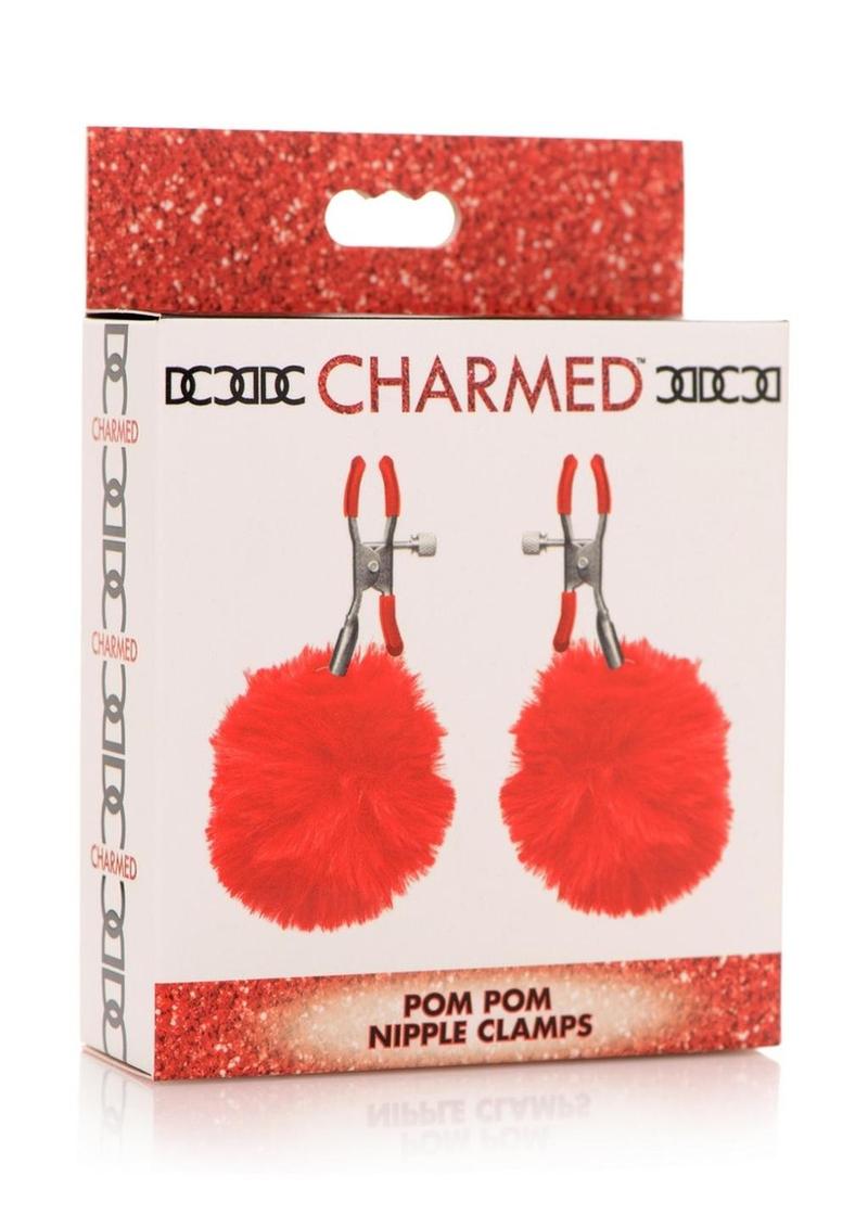 Load image into Gallery viewer, Charmed Pom Pom Nipple Clamps - Red
