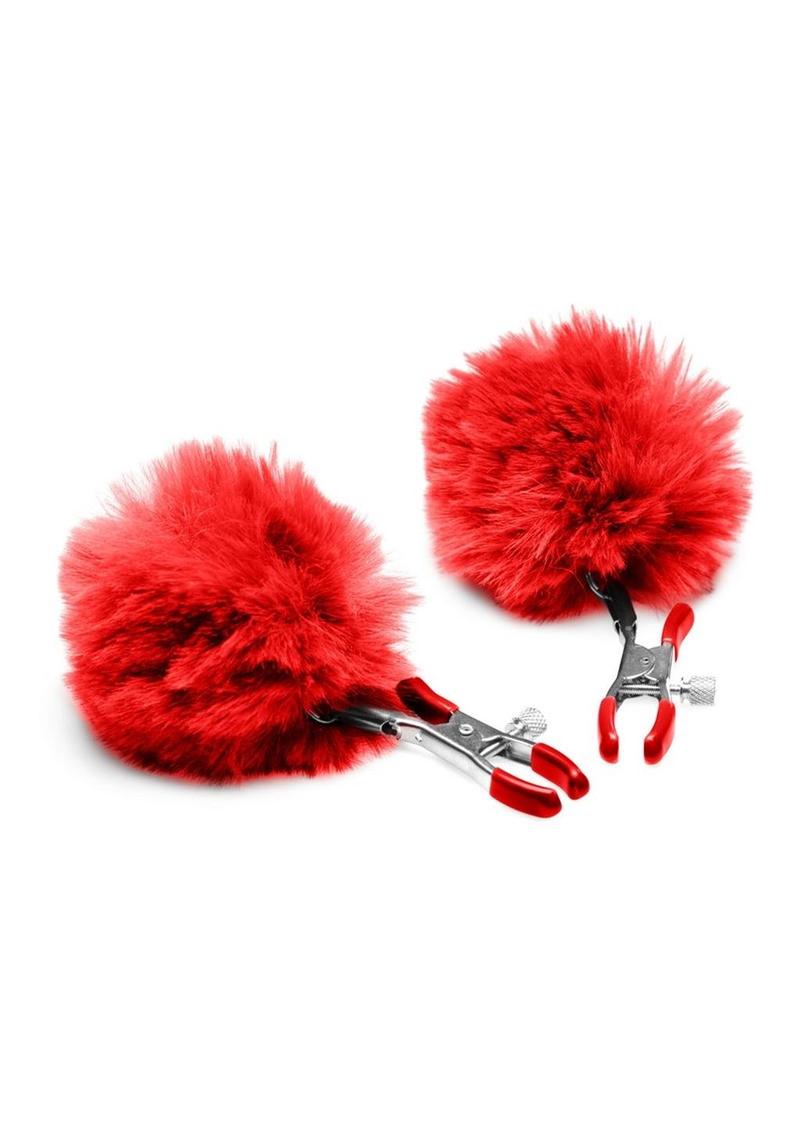 Load image into Gallery viewer, Charmed Pom Pom Nipple Clamps - Red
