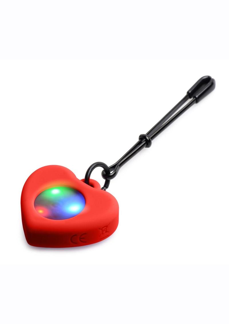 Load image into Gallery viewer, Charmed Silicone Light-Up Heart Tweezer Nipple Clamps
