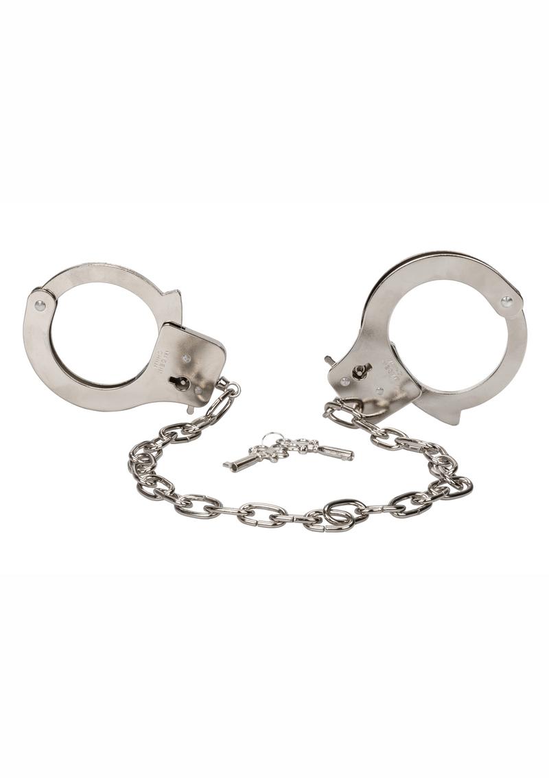 Load image into Gallery viewer, Chrome Hand Cuffs with Chain - Metal/Silver
