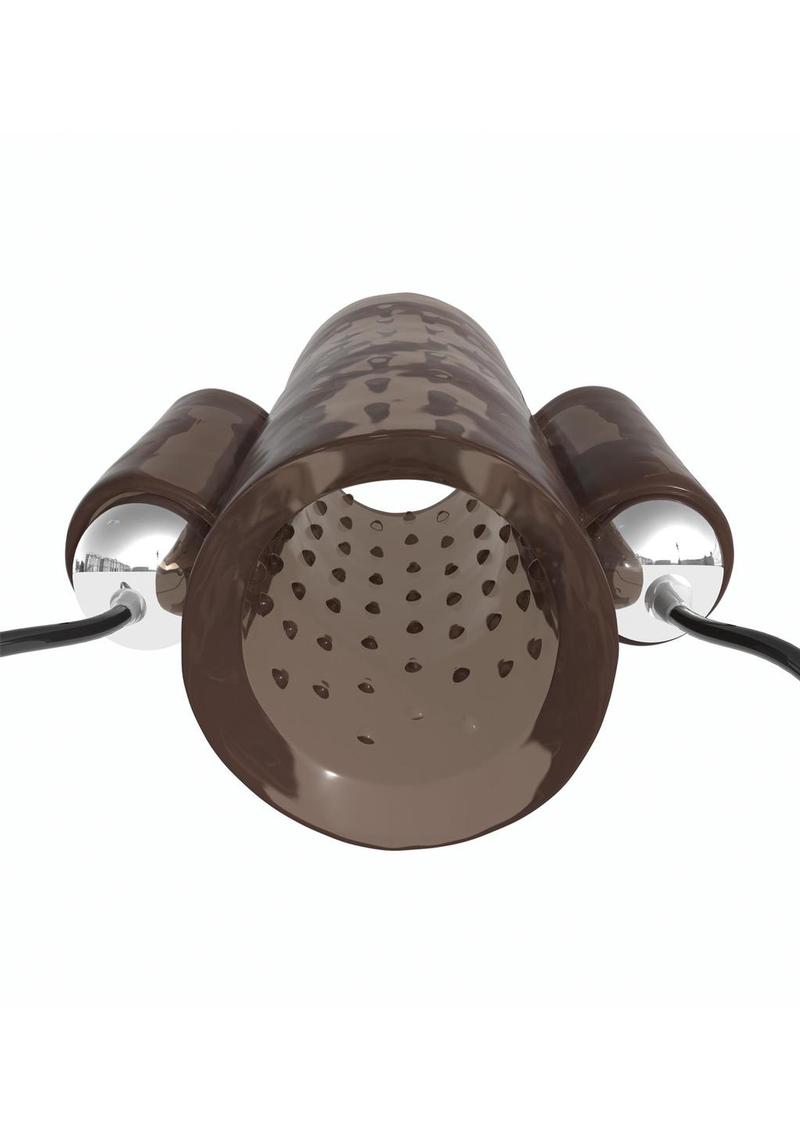 Load image into Gallery viewer, Classix Dual Vibrating Textured Penis Sleeve with Remote Control - Clear/Smoke
