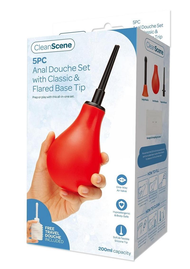 Load image into Gallery viewer, Cleanscene Anal Douche Set with Classic and Flared Base - Black/Red
