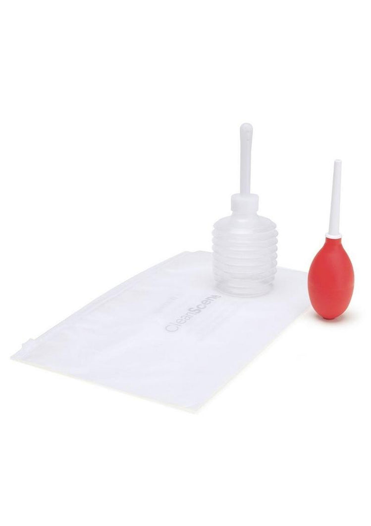 Cleanscene Mini Travel Douche Set with One Way Valve - Red/White - 4 Piece