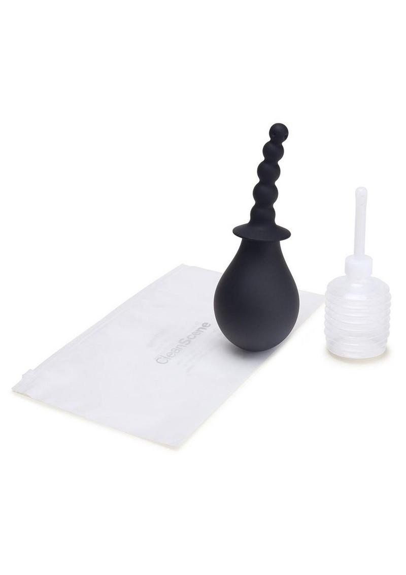 Load image into Gallery viewer, Cleanscene Soft Squeeze Beaded Anal Douche Set with Flared Base - Black - 4 Piece
