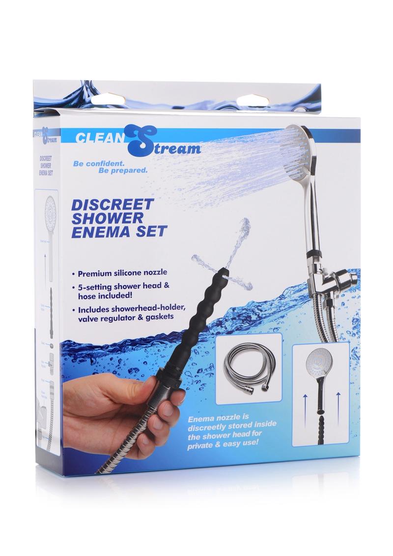 Load image into Gallery viewer, Cleanstream Discreet Shower Silicone Enema - Black/Silver - Set
