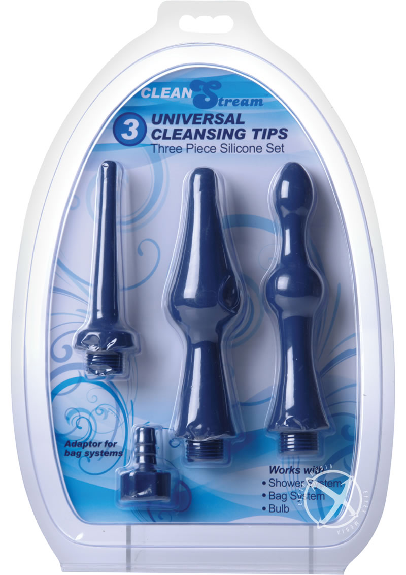 Load image into Gallery viewer, Cleanstream Universal 3 Piece Silicone Enema Attachment - Blue - Set
