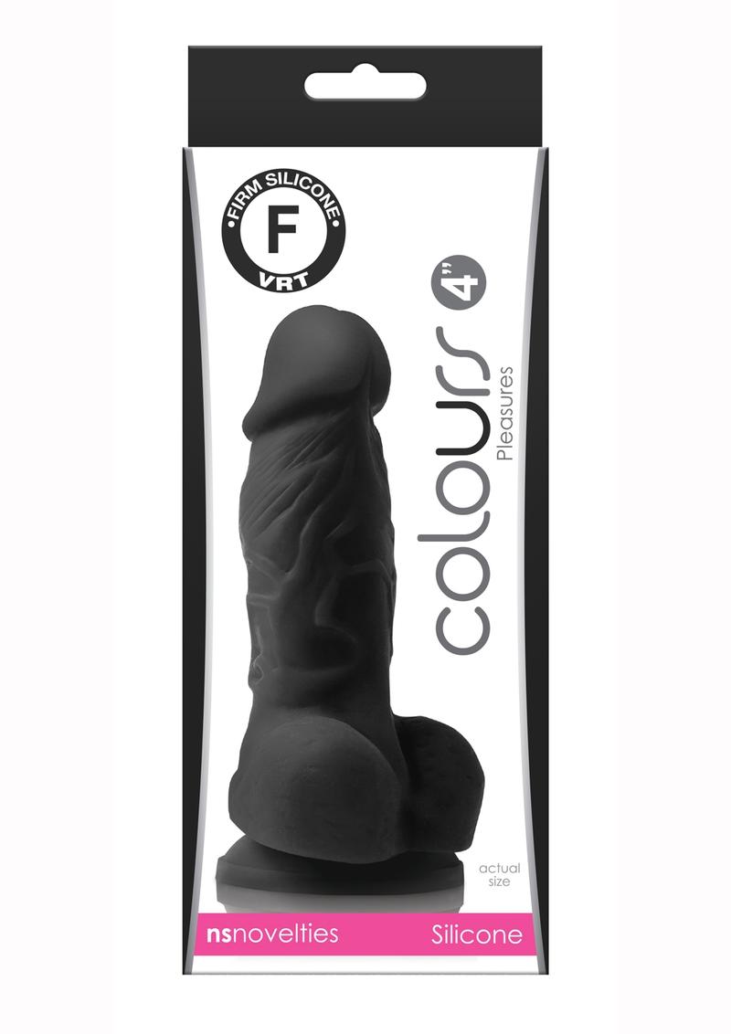 Load image into Gallery viewer, Colours Pleasure Silicone Dildo - Black - 4in
