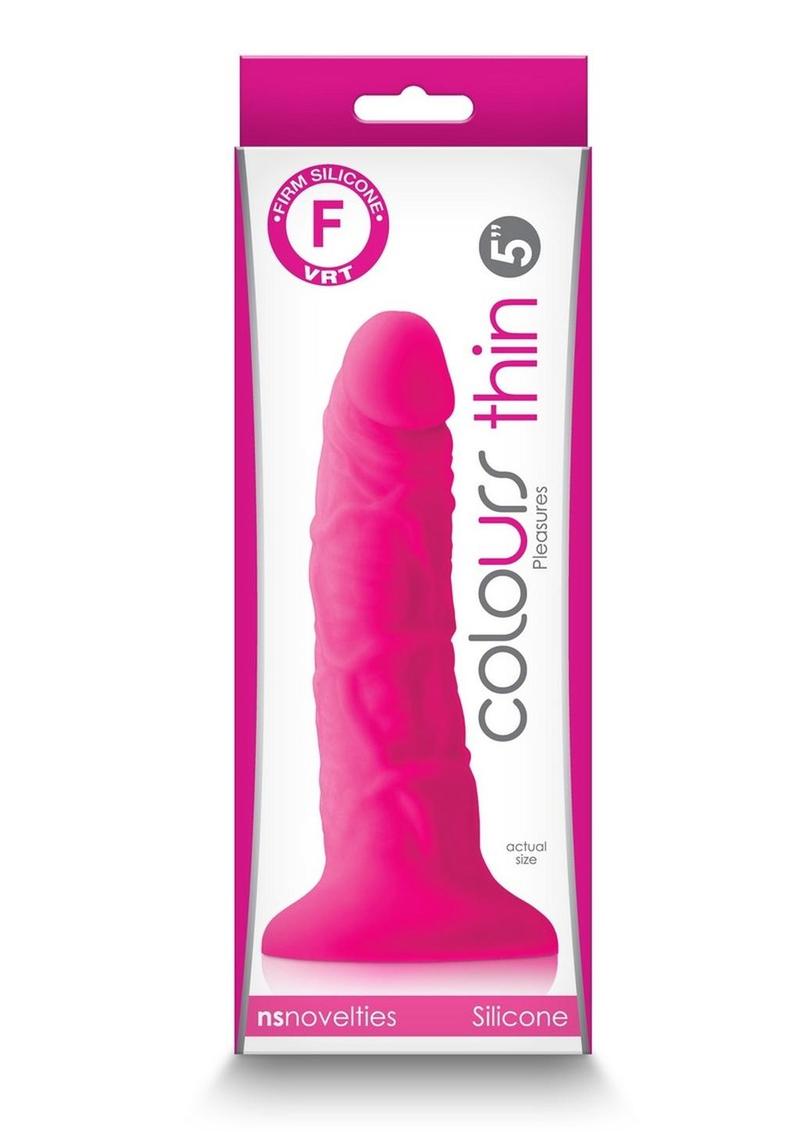 Load image into Gallery viewer, Colours Pleasures Silicone Thin Dildo - Pink - 5in
