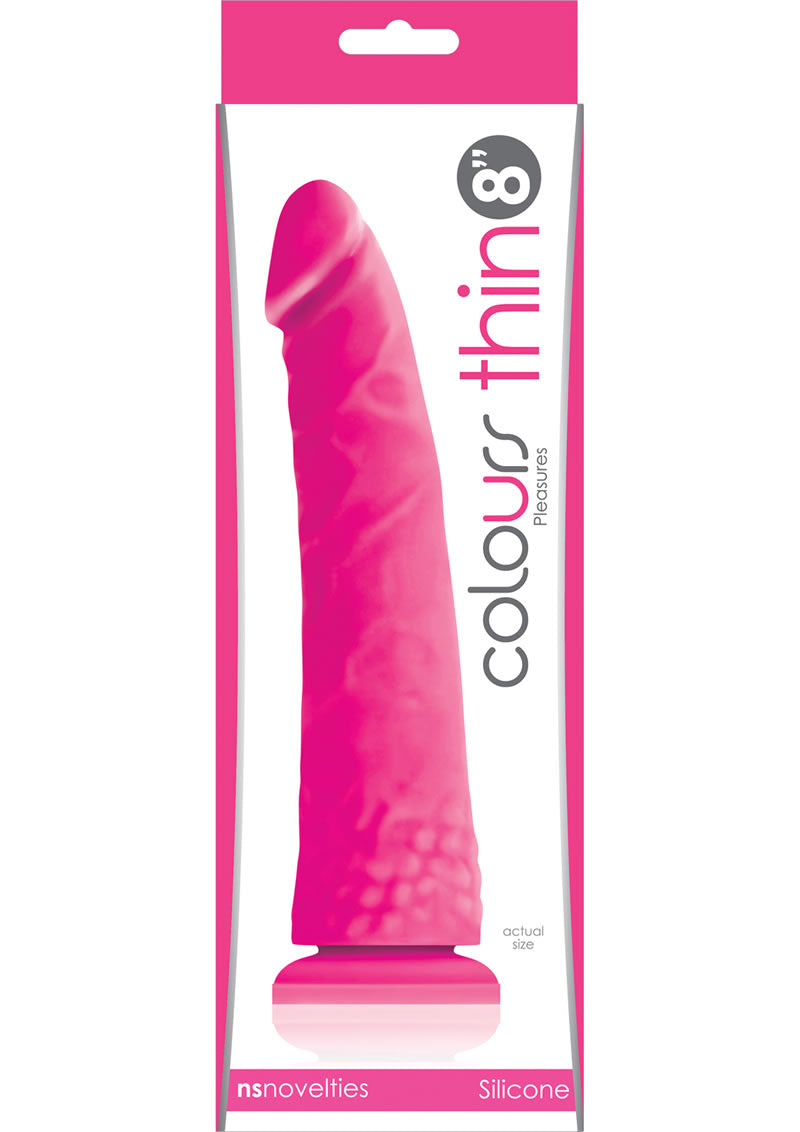 Load image into Gallery viewer, Colours Pleasures Silicone Thin Dildo - Pink - 8in
