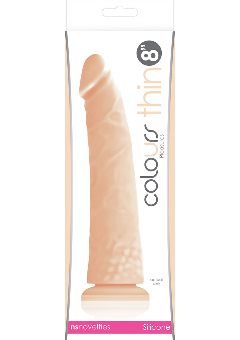 Load image into Gallery viewer, Colours Thin Pleasures Silicone Dildo - Vanilla/White - 8in
