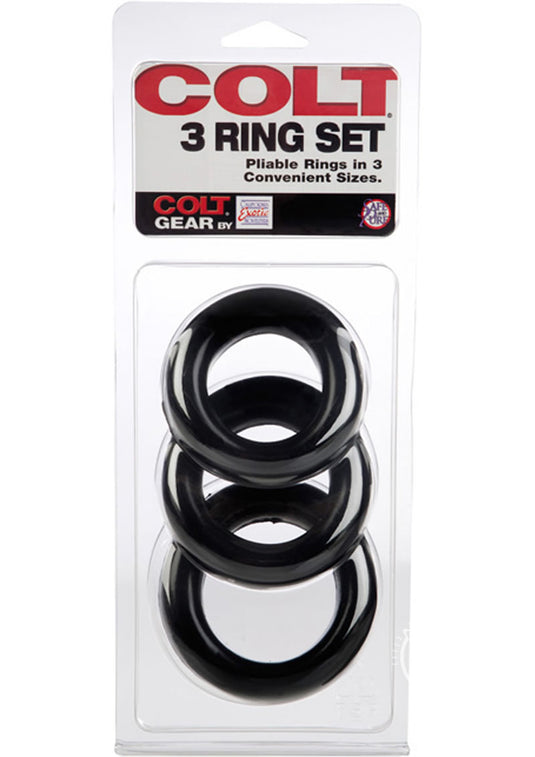 Colt 3 Ring Set Cock Rings - Black