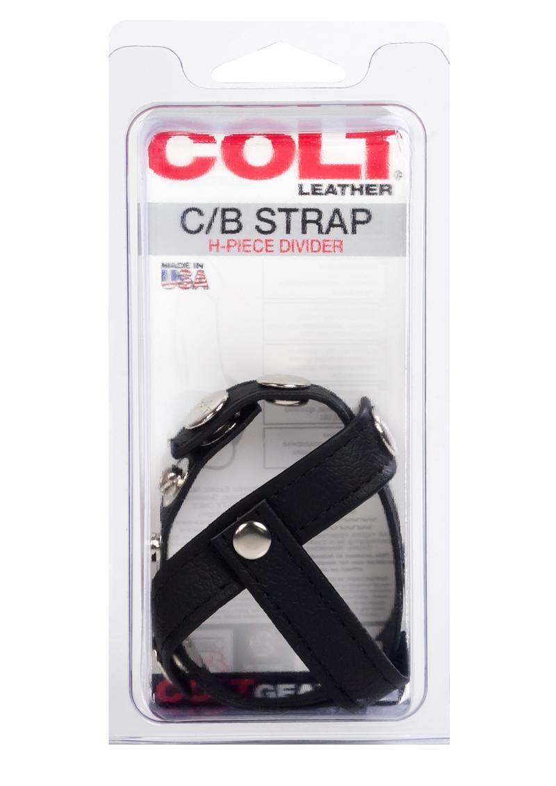 Load image into Gallery viewer, Colt Leather C/B Strap H-Piece Divider Cock Ring - Black
