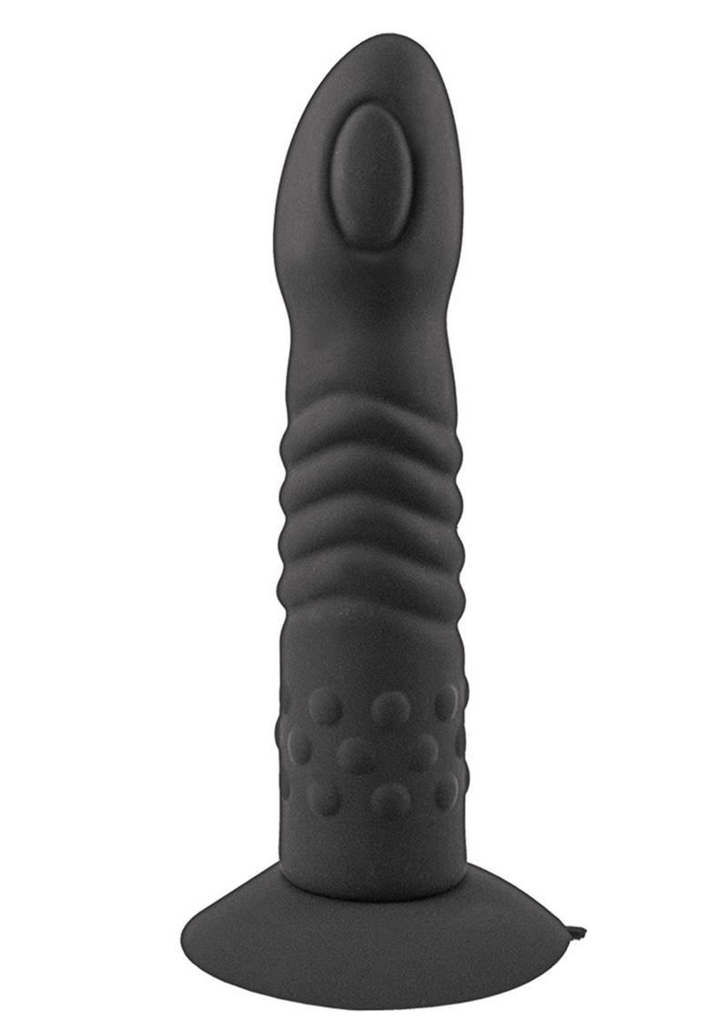 Load image into Gallery viewer, Commander Silicone Adjustable Harness with Ribbed Dildo - Black
