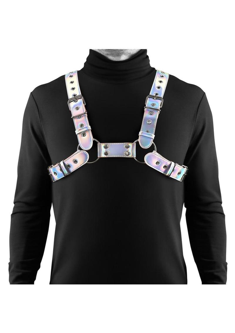 Load image into Gallery viewer, Cosmo Harness Rogue Chest Harness - Multicolor/Rainbow - Large/XLarge
