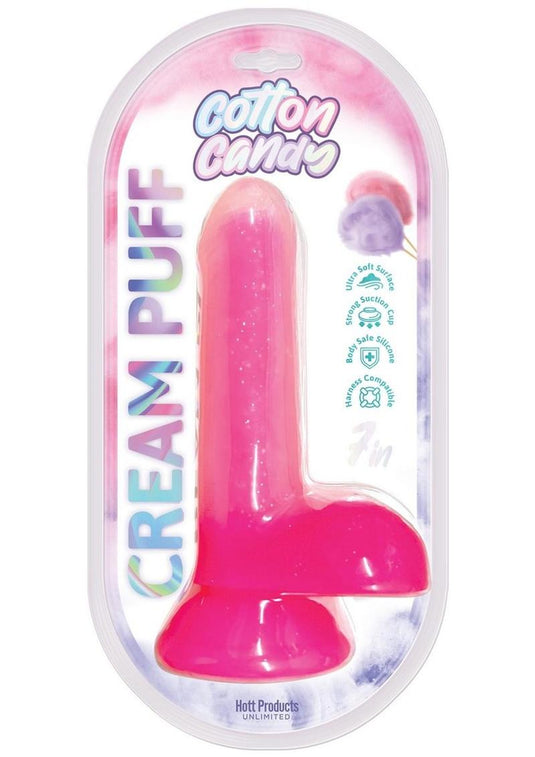 Cotton Candy Cream Puff Silicone Dildo - Pink - 6in