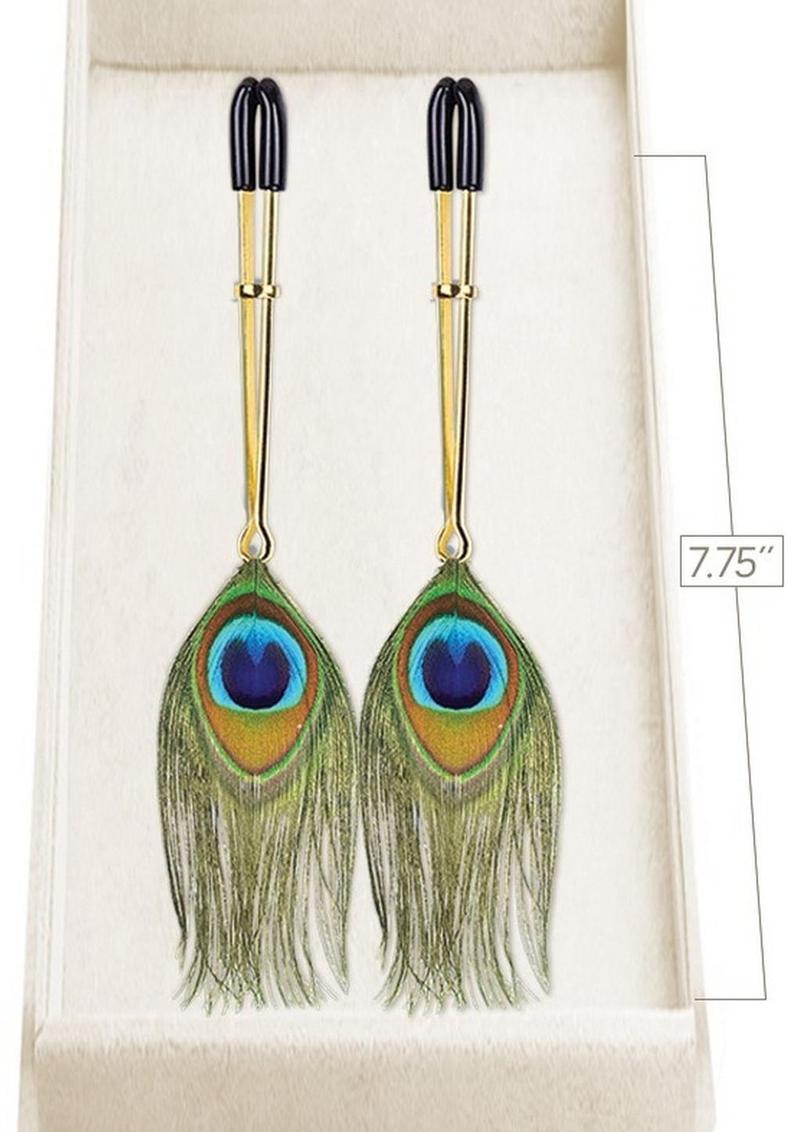 Load image into Gallery viewer, Couture Clip&#39;s Peacock Plume Nipple Clamp
