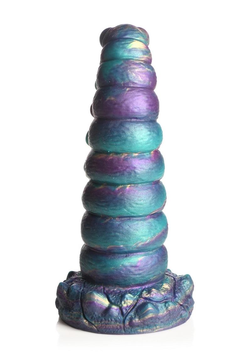 Load image into Gallery viewer, Creature Cock Chrysalis Silicone Dildo - Blue/Gold/Purple
