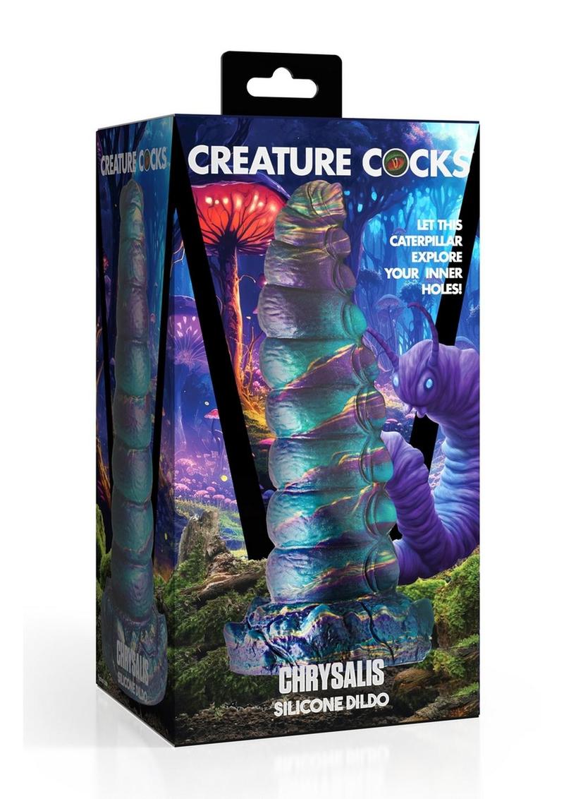 Load image into Gallery viewer, Creature Cock Chrysalis Silicone Dildo - Blue/Gold/Purple
