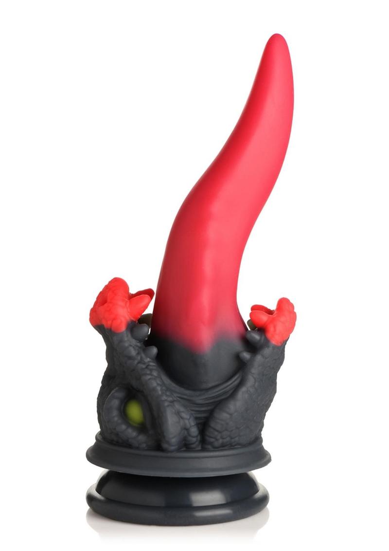 Load image into Gallery viewer, Creature Cock Dragon Roar Silicone Dildo - Black/Red
