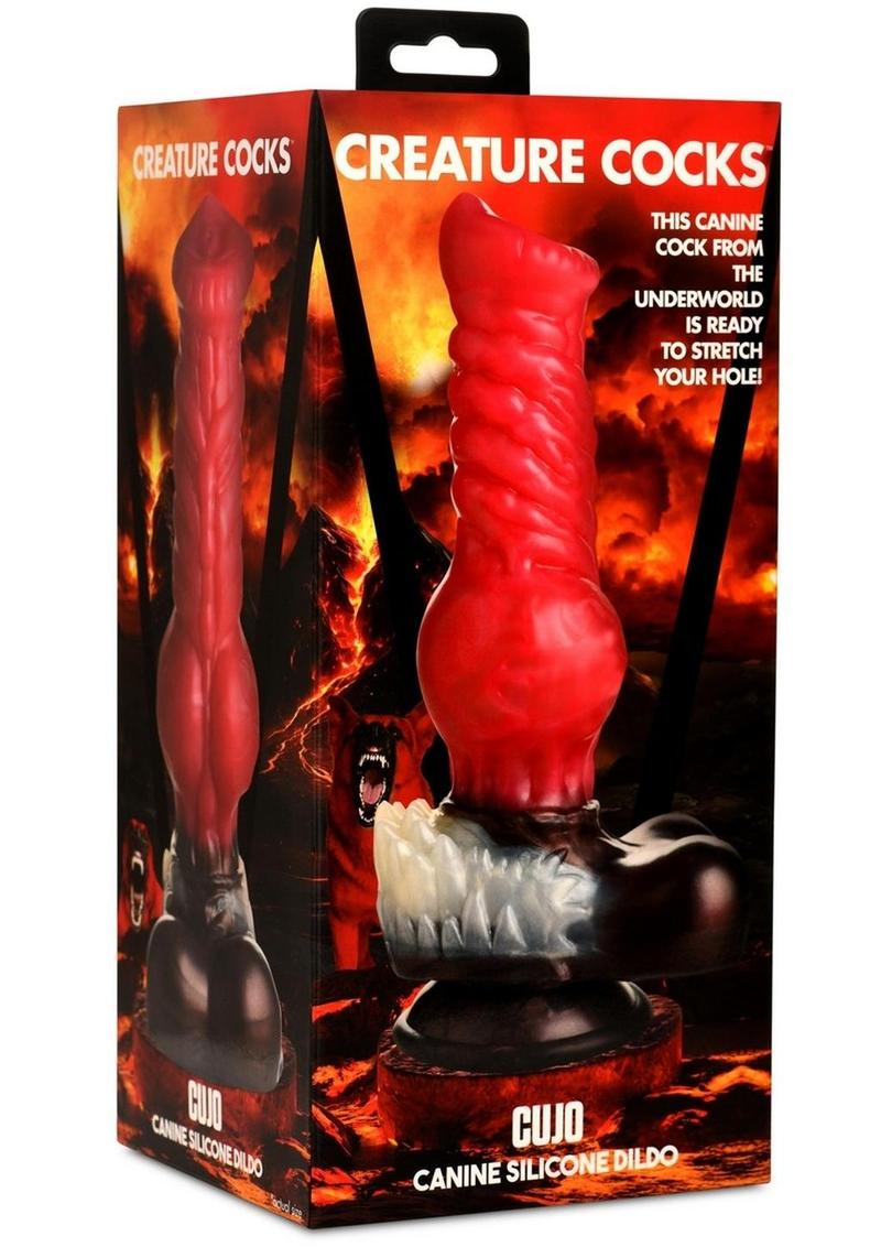 Load image into Gallery viewer, Creature Cocks Cujo Canine Silicone Dildo - Black/Red - Large
