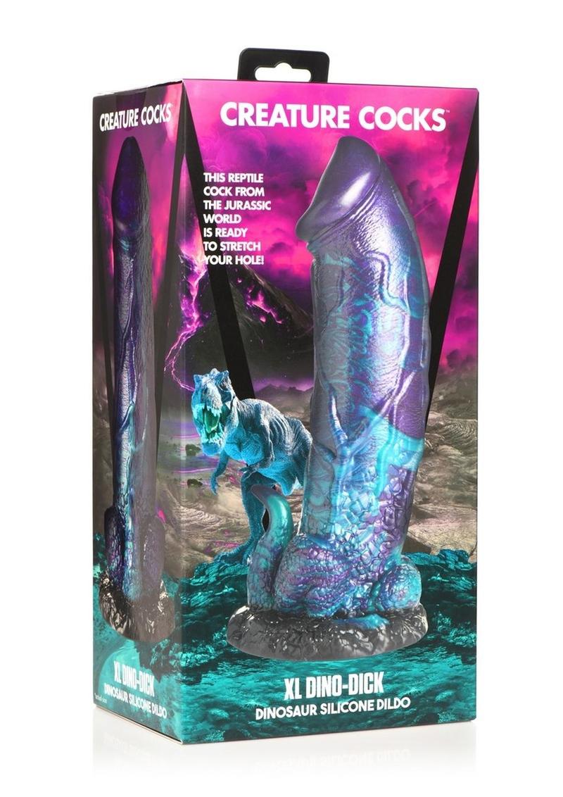 Load image into Gallery viewer, Creature Cocks Dino Dick Dinosaur Silicone Dildo - Extra Large - Purle - Blue
