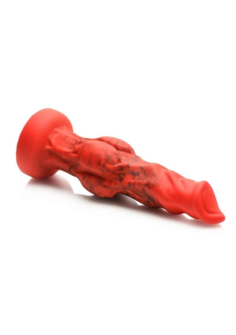 Load image into Gallery viewer, Creature Cocks Fire Hound Silicone Dildo - Black/Red - Small
