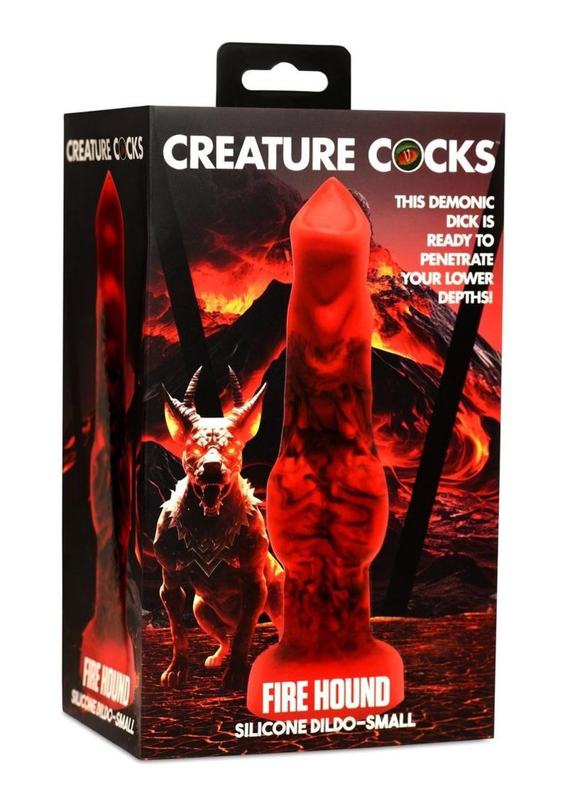 Load image into Gallery viewer, Creature Cocks Fire Hound Silicone Dildo - Black/Red - Small
