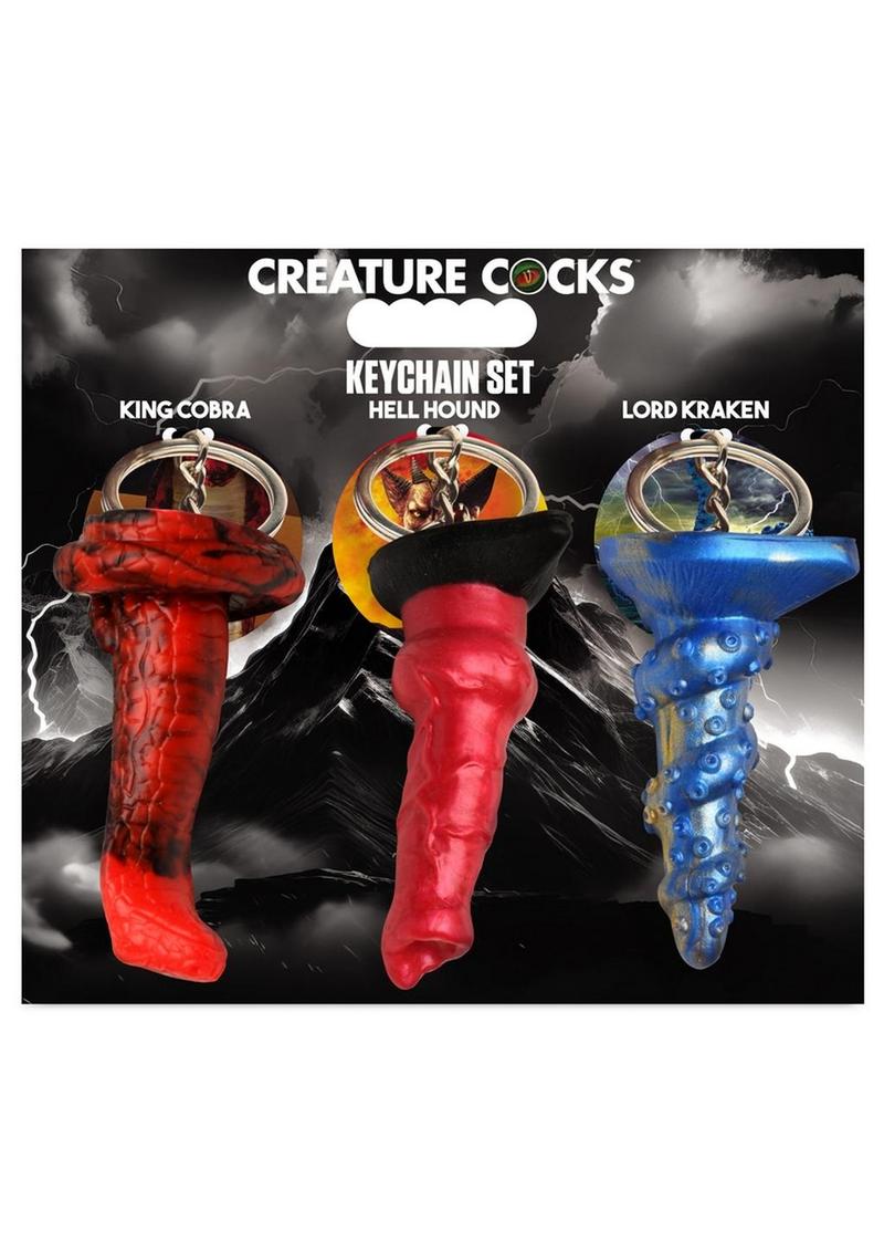 Load image into Gallery viewer, Creature Cocks King Cobra, Hell-Hound and Lord Kraken Keychain Set (3 Piece) - Assorted
