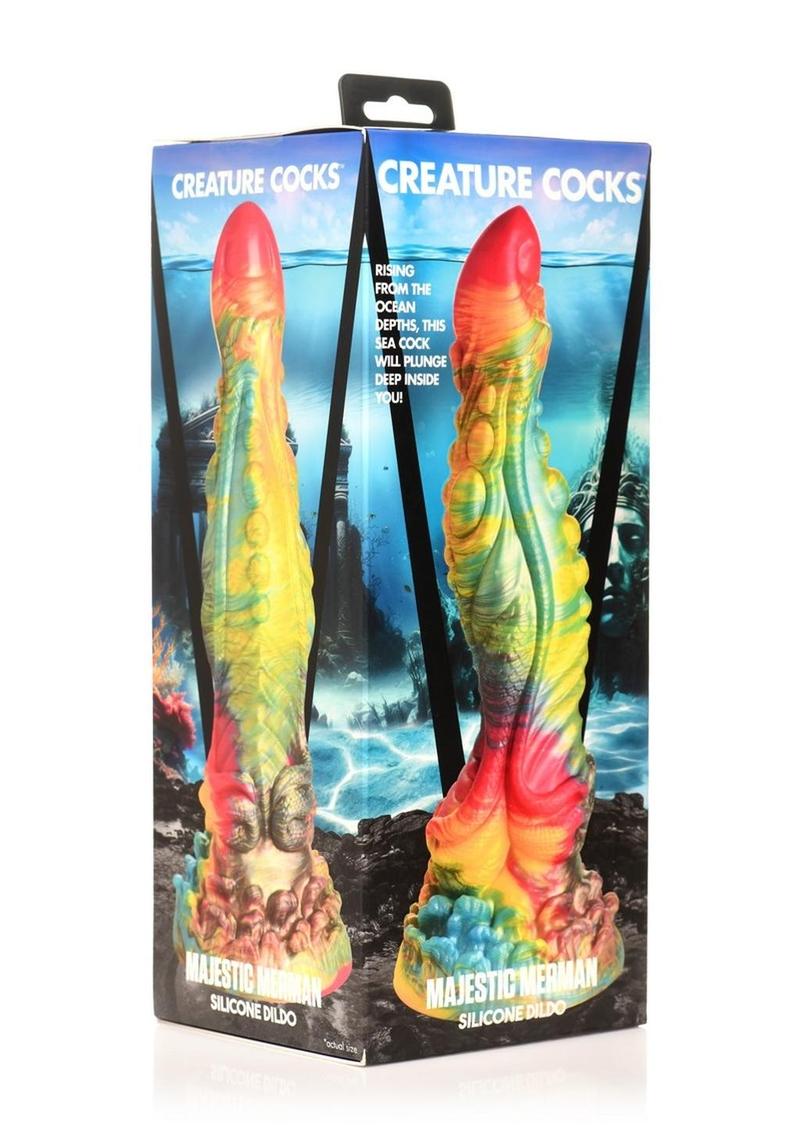Load image into Gallery viewer, Creature Cocks Majestic Merman Silicone Dildo - Rainbow
