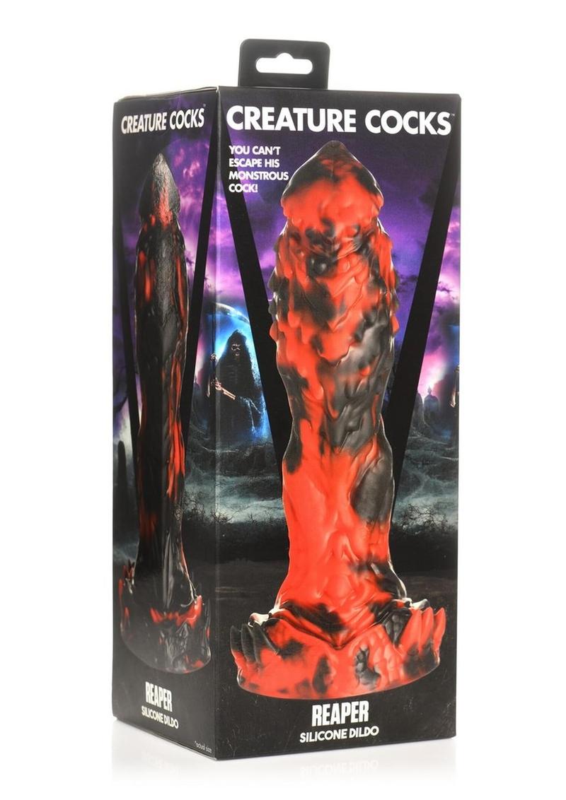 Load image into Gallery viewer, Creature Cocks Reaper Silicone Dildo - Black/Red

